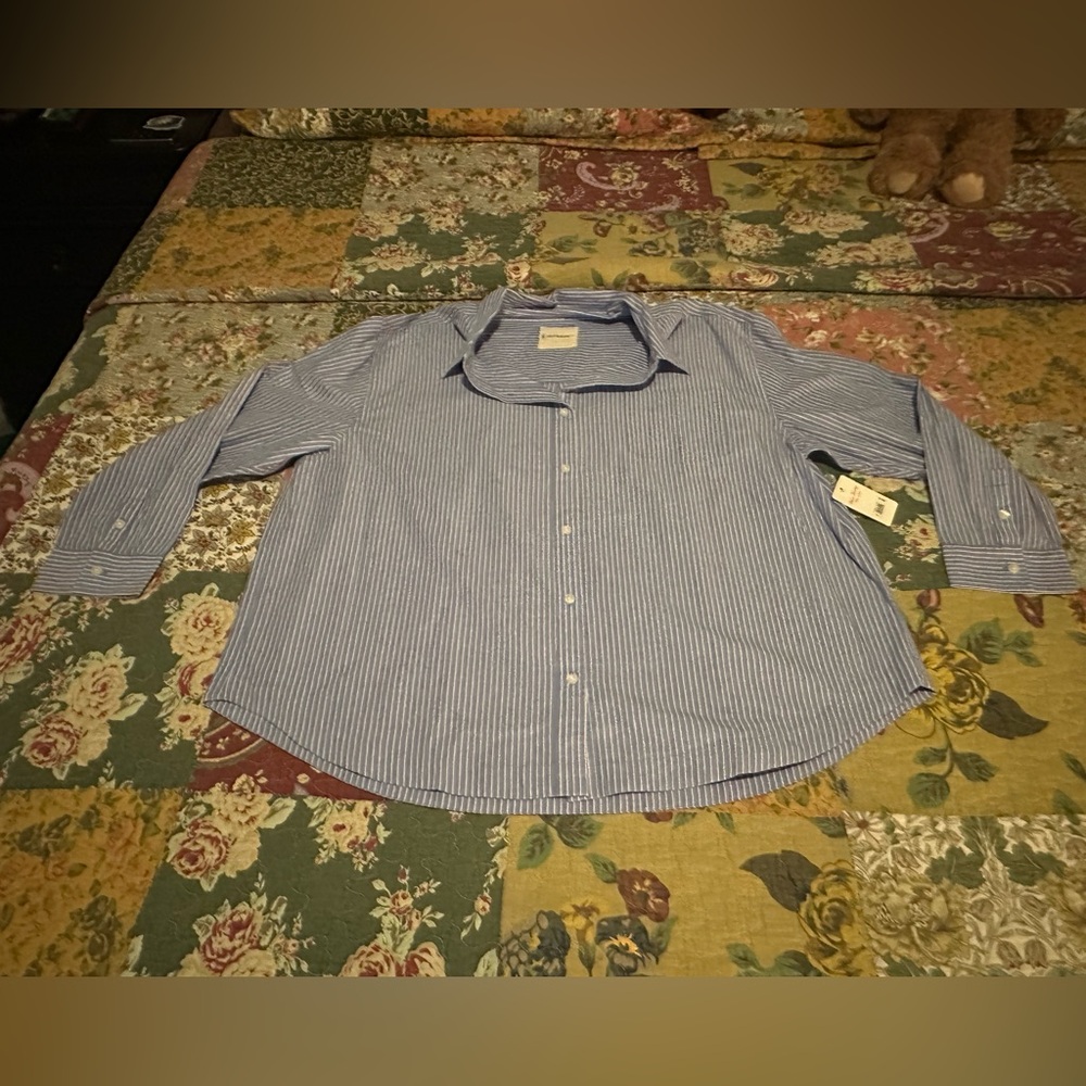Lucky brand blue and white striped blouse. NWT! Size XL